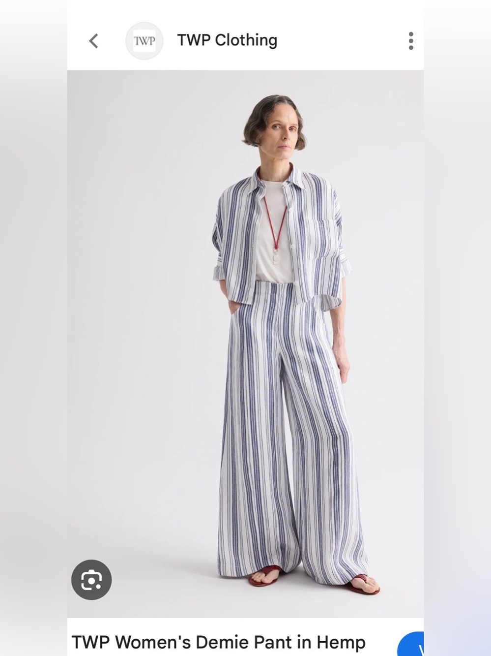 High-Rise Wide-Leg Striped Pants — Blue & White